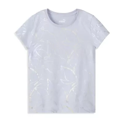PUMA Big Kid Girls Crew Neck Short Sleeve Regular Fit Graphic T-Shirt