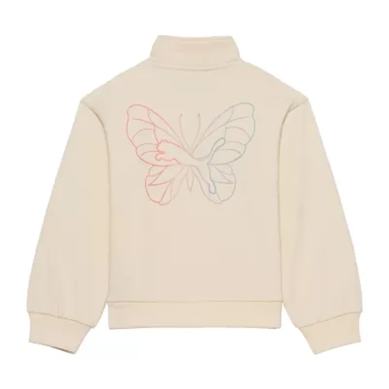 PUMA Big Kid Girls Long Sleeve Fleece Active Quarter-Zip Pullover
