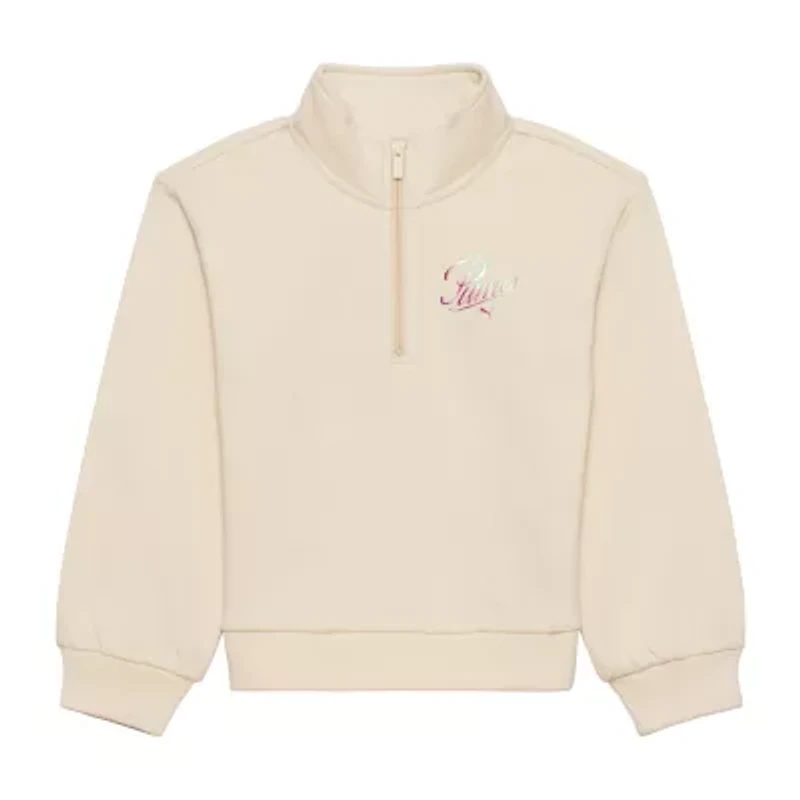 PUMA Big Kid Girls Long Sleeve Fleece Active Quarter-Zip Pullover