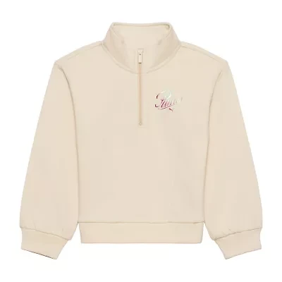 PUMA Big Kid Girls Long Sleeve Fleece Active Quarter-Zip Pullover