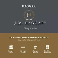 Haggar JMH Tailored Wool Windowpane Mens Stretch Fabric Regular Fit Suit Jacket
