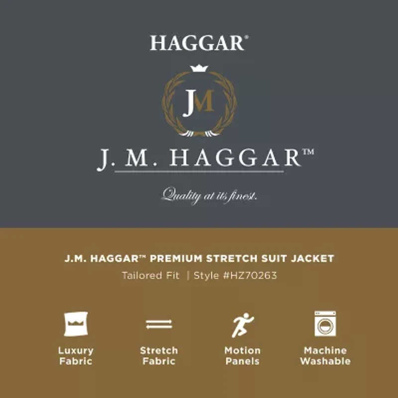 Haggar JMH Tailored Wool Windowpane Mens Stretch Fabric Modern Fit Suit Jacket