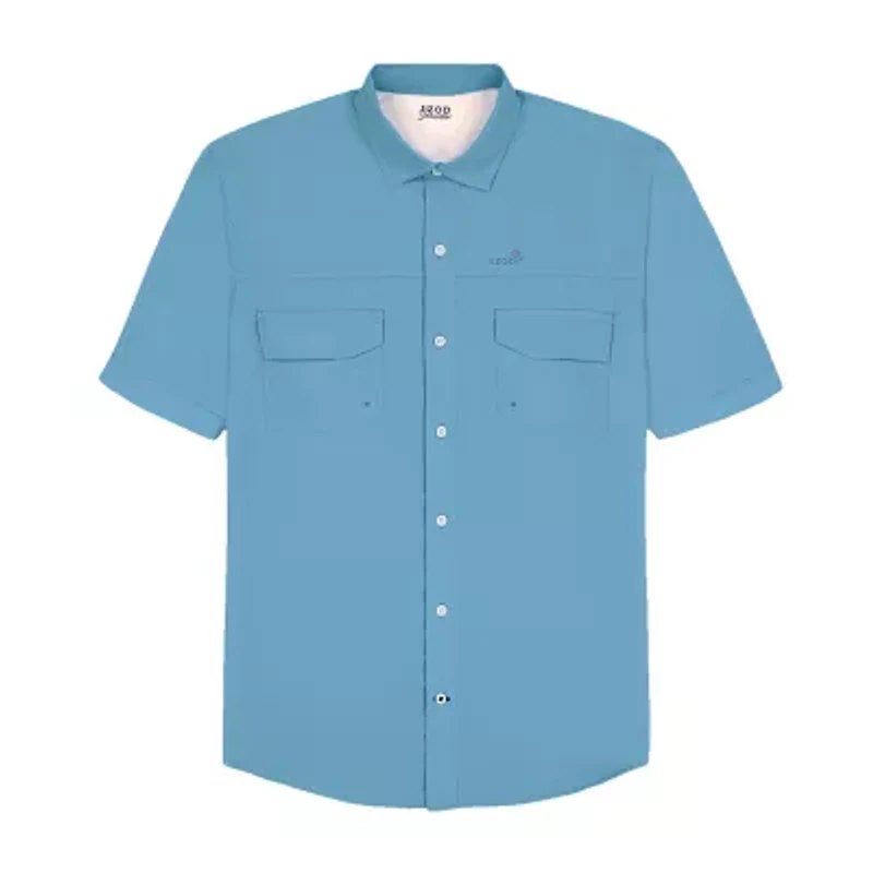 IZOD Sunshield Performance Mens Short Sleeve Regular Fit Stretch Fabric Button-Down Shirt