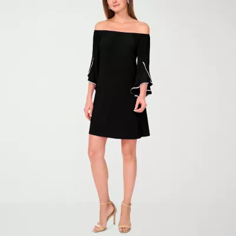 MSK Off The Shoulder Womens 3/4 Sleeve Shift Dress