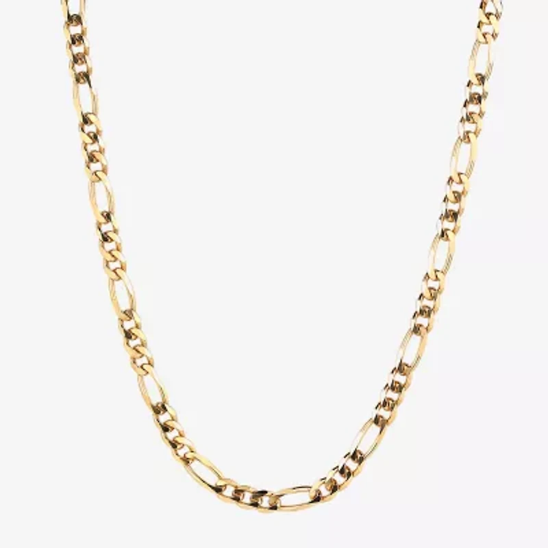 14K Gold Over Silver Solid Figaro Chain Necklace