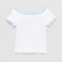 Eyeshadow Big Kid Girls Scoop Neck Short Sleeve Regular Fit Graphic T-Shirt