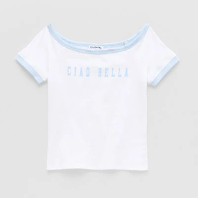 Eyeshadow Big Kid Girls Scoop Neck Short Sleeve Regular Fit Graphic T-Shirt