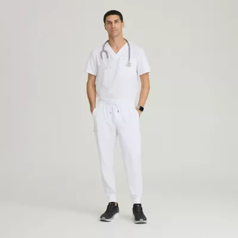 Barco Unify But153 Rally 3-Pocket Mens V Neck Short Sleeve Stretch Fabric Moisture Wicking Wrinkle Resistant Scrub Top