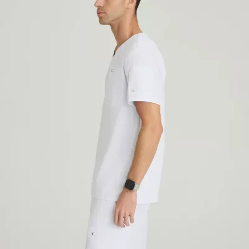 Barco Unify But153 Rally 3-Pocket Mens V Neck Short Sleeve Stretch Fabric Moisture Wicking Wrinkle Resistant Scrub Top