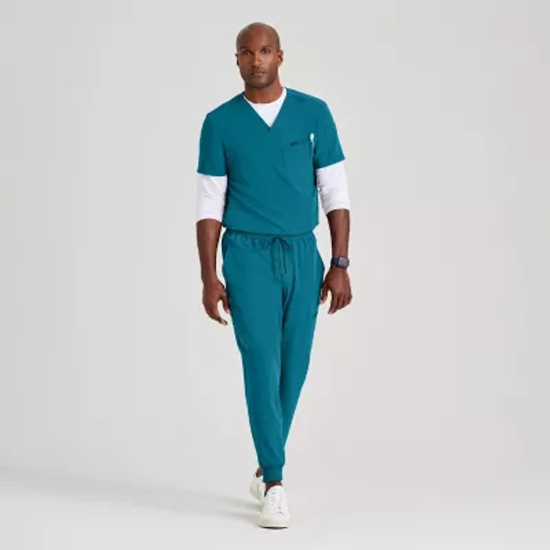 Barco Unify But153 Rally 3-Pocket Mens V Neck Short Sleeve Stretch Fabric Moisture Wicking Wrinkle Resistant Scrub Top