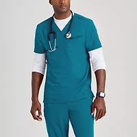 Barco Unify But153 Rally 3-Pocket Mens V Neck Short Sleeve Stretch Fabric Moisture Wicking Wrinkle Resistant Scrub Top