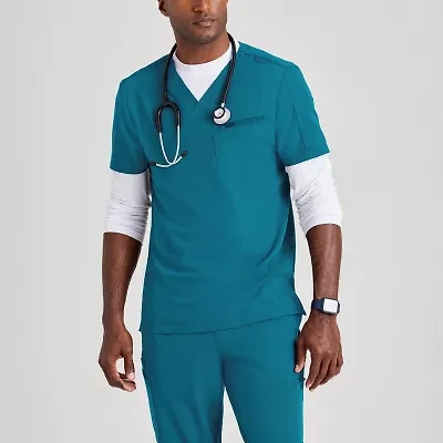 Barco Unify But153 Rally 3-Pocket Mens Big and Tall V Neck Short Sleeve Stretch Fabric Moisture Wicking Wrinkle Resistant Scrub Top