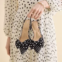 Adrienne Vittadini Grosgrain Bow Detail Womens Pointed Closed Toe Kitten Heel Pumps