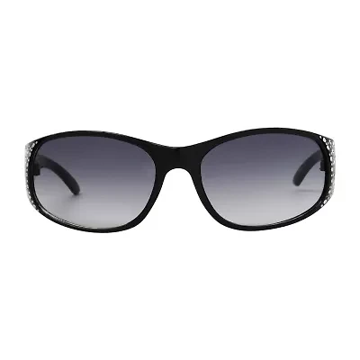 Mixit Black With Gem Detail Womens Uv Protection Rectangular Sunglasses