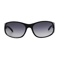 Mixit Black With Gem Detail Womens Uv Protection Rectangular Sunglasses