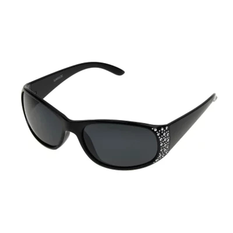 Mixit Black With Gem Detail Womens Uv Protection Rectangular Sunglasses