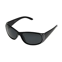 Mixit Black With Gem Detail Womens Uv Protection Rectangular Sunglasses