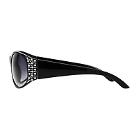 Mixit Black With Gem Detail Womens Uv Protection Rectangular Sunglasses