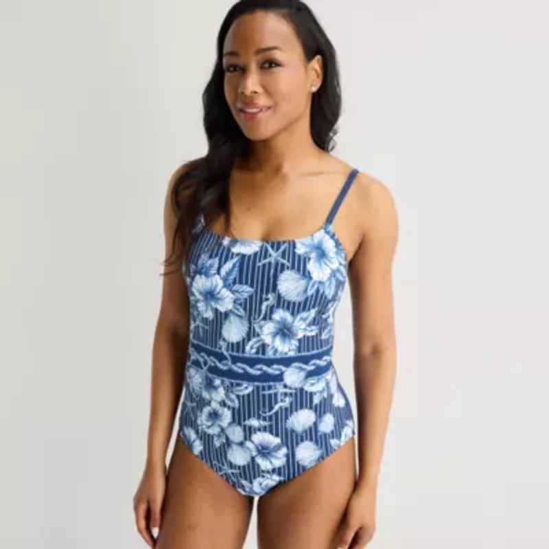 Liz Claiborne Womens Floral One Piece Swimsuit