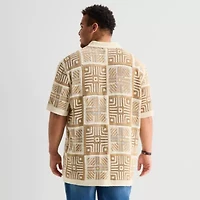 Arizona Big and Tall Mens Short Sleeve Button Polo Sweater