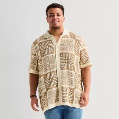 Arizona Big and Tall Mens Short Sleeve Button Polo Sweater