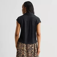 Liz Claiborne Womens V Neck Short Sleeve Blouse