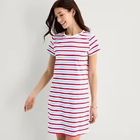 St. John's Bay Womens Short Sleeve T-Shirt Dress