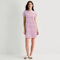 St. John's Bay Womens Short Sleeve T-Shirt Dress