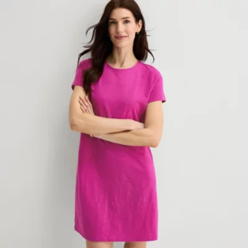 St. John's Bay Womens Short Sleeve T-Shirt Dress