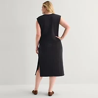Stylus Womens Plus Sleeveless Sheath Dress