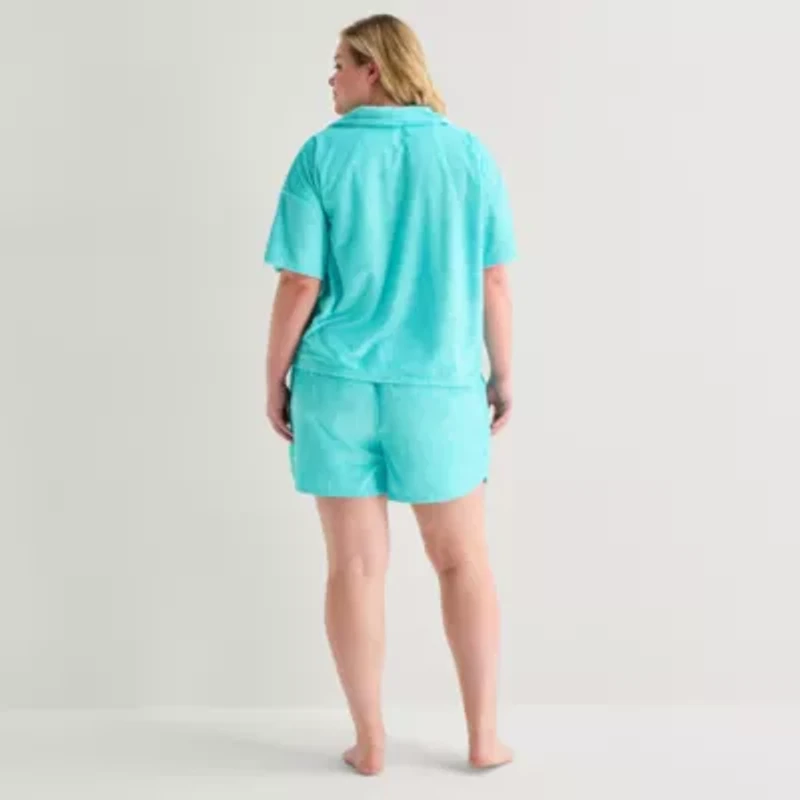 Sleep Chic Womens Short Sleeve 2-pc. Plus Pajama Sets