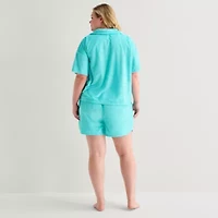 Sleep Chic Womens Short Sleeve 2-pc. Plus Pajama Sets