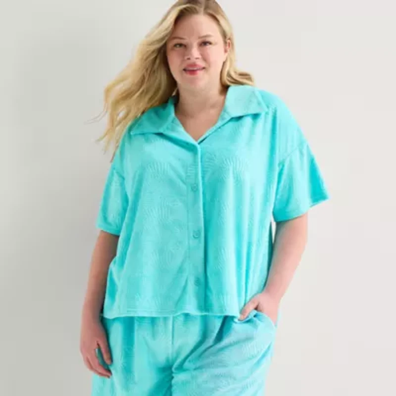 Sleep Chic Womens Short Sleeve 2-pc. Plus Pajama Sets