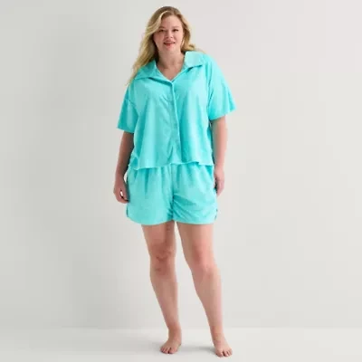 Sleep Chic Womens Short Sleeve 2-pc. Plus Pajama Sets