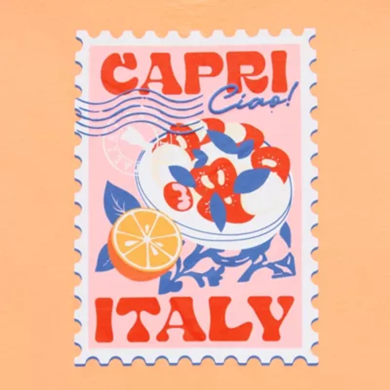 Jerry Leigh Capri Italy Womens Crew Neck Short Sleeve Regular Fit Graphic T-Shirt