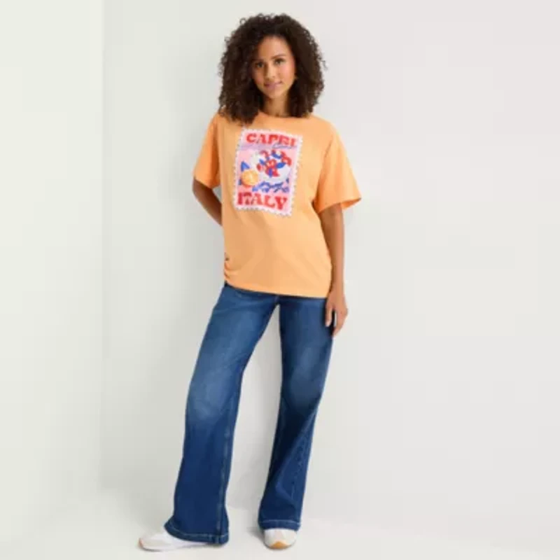 Jerry Leigh Capri Italy Womens Crew Neck Short Sleeve Regular Fit Graphic T-Shirt