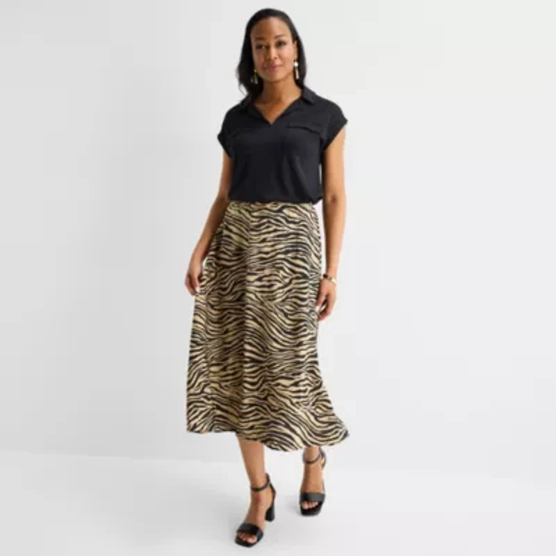 Liz Claiborne Womens Midi A-Line Skirt