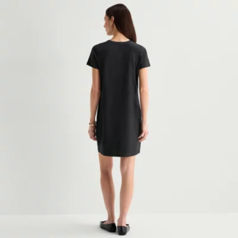 St. John's Bay Womens Short Sleeve T-Shirt Dress
