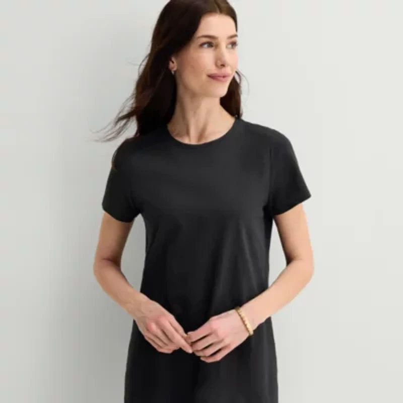 St. John's Bay Womens Short Sleeve T-Shirt Dress