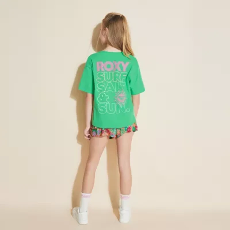 Roxy Big Kid Girls Crew Neck Short Sleeve Oversized Graphic T-Shirt