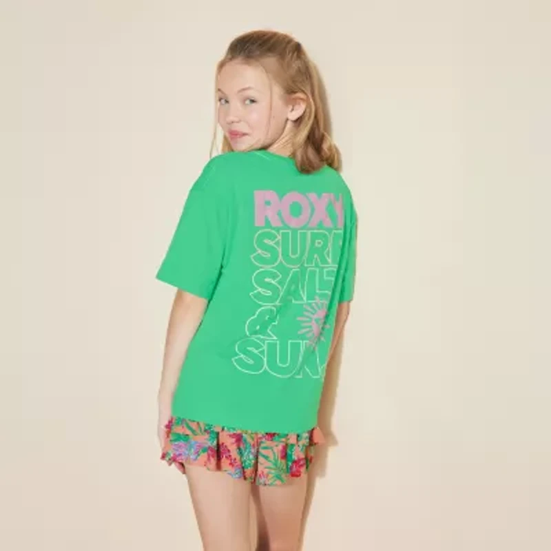 Roxy Big Kid Girls Crew Neck Short Sleeve Oversized Graphic T-Shirt
