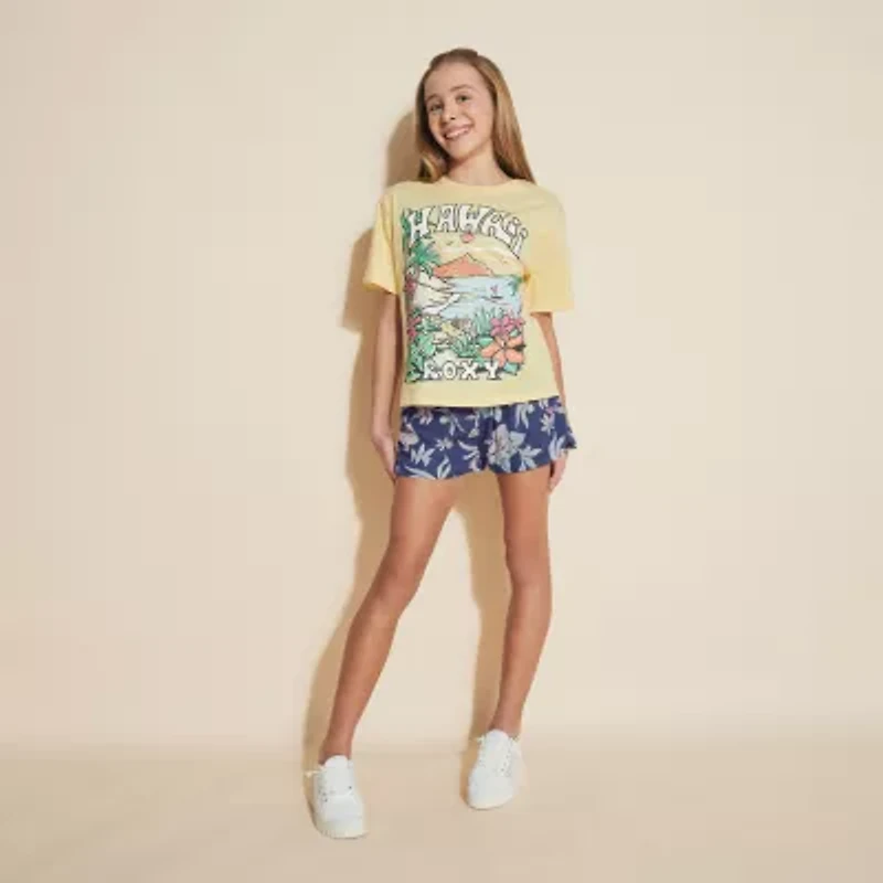 Roxy Big Kid Girls Crew Neck Short Sleeve Regular Fit Graphic T-Shirt
