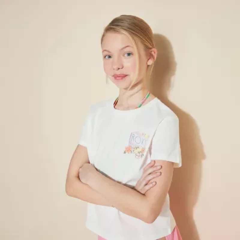 Roxy Big Kid Girls Crew Neck Short Sleeve Regular Fit Graphic T-Shirt