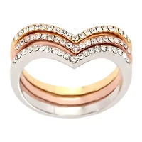 Sparkle Allure Womens Crystal 14k Rose Gold Over Brass Hypoallergenic Ring Set