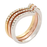 Sparkle Allure Womens Crystal 14k Rose Gold Over Brass Hypoallergenic Ring Set