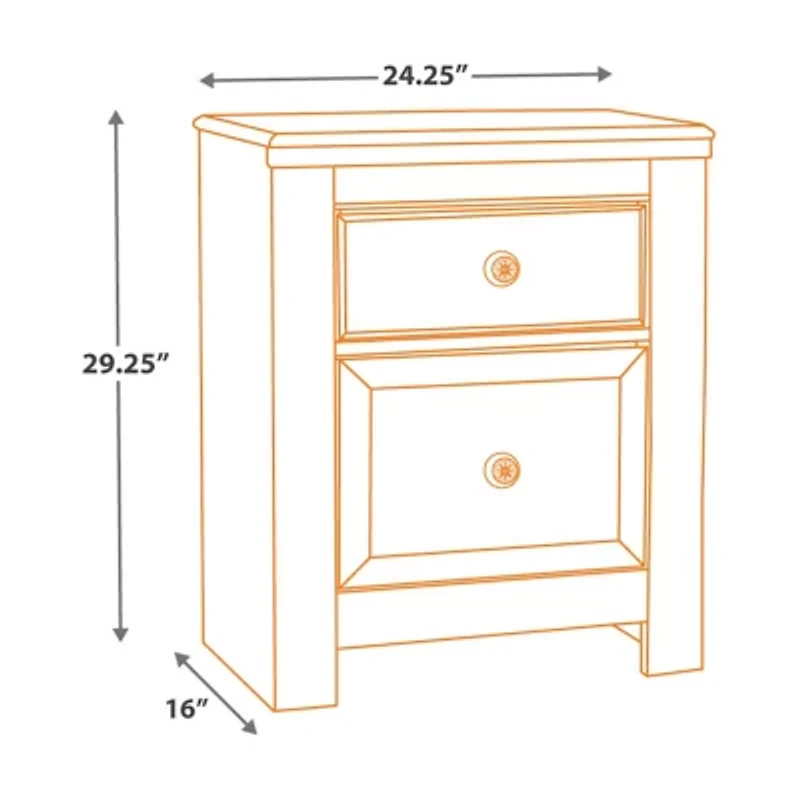 Signature Design by Ashley Paxberry 25" 2 Drawer Charging Nightstand