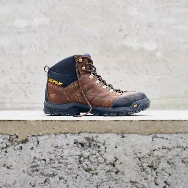 CAT Mens Threshold Waterproof Slip Resistant Steel Toe Work Boots