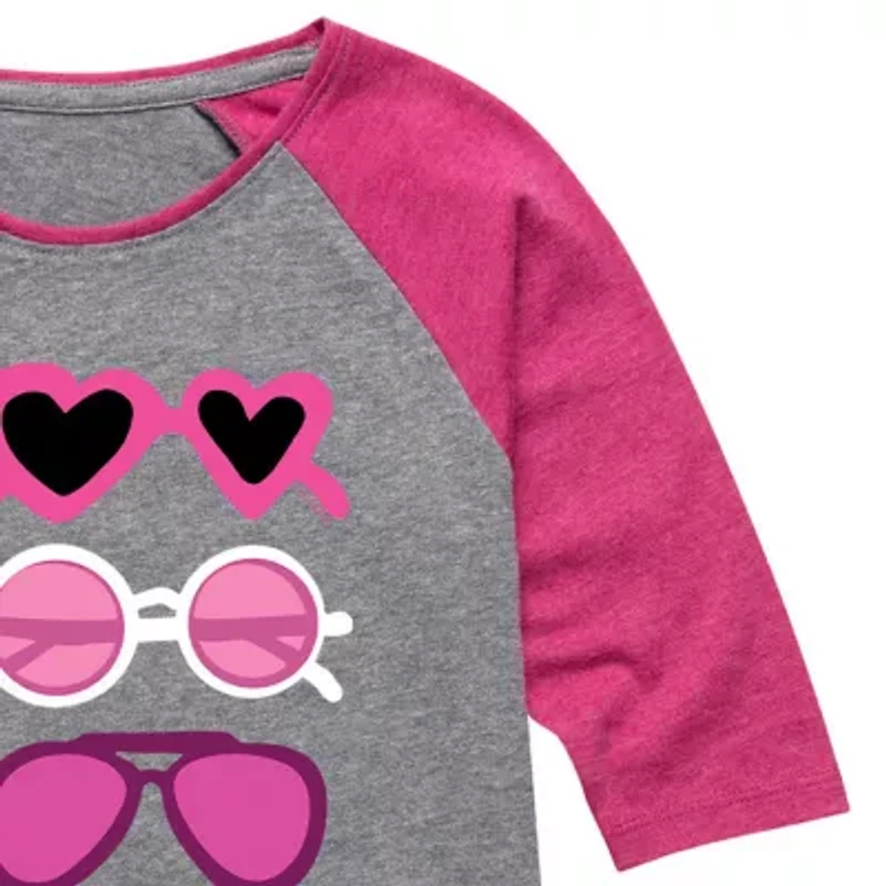 Little & Big Kid Girls Crew Neck 3/4 Sleeve Regular Fit Barbie Graphic T-Shirt