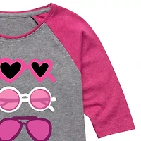 Little & Big Kid Girls Crew Neck 3/4 Sleeve Regular Fit Barbie Graphic T-Shirt