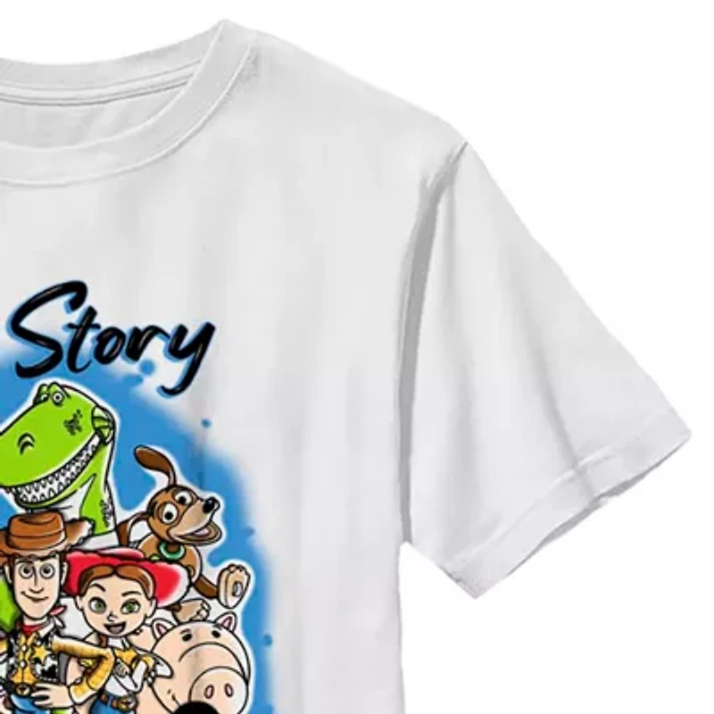Disney Collection Little & Big Kid Boys Crew Neck Short Sleeve Regular Fit Buzz Lightyear Jessie Rex Graphic T-Shirt